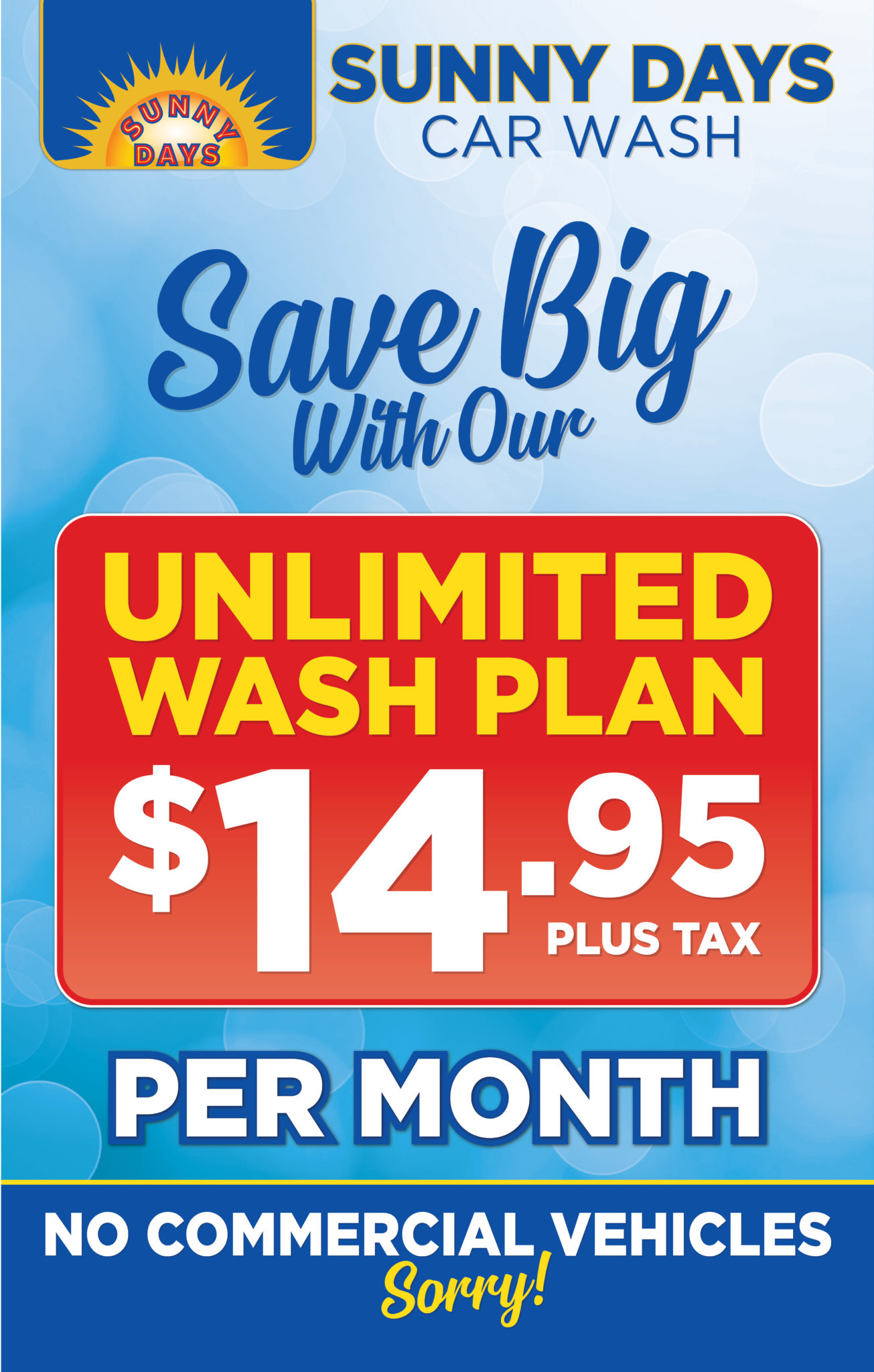 Unlimited Wash Plan – Sunny Days Car Wash